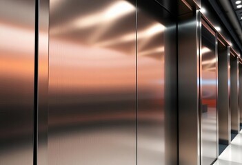 Close-up of a sleek, modern door line set with brushed metal finish, clean, black