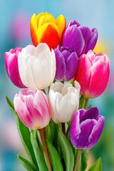 Fototapeta premium Bouquet of vibrant tulips in full bloom