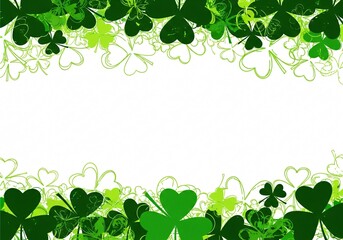 Beautiful green clover frame with white background