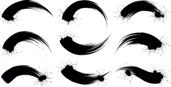 Black ink brush strokes bundle