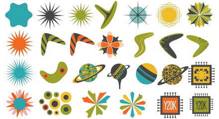 Obraz premium Retro Mid-Century Modern Graphic Elements Set