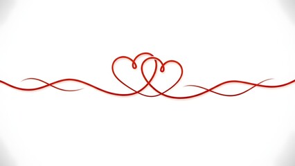 Valentine's day hearts intertwined in red and pink ribbon
