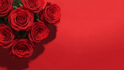 Valentine's day roses bouquet on red background for lovers