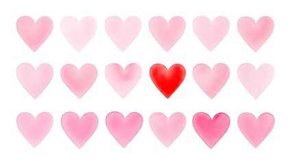Valentine's day hearts with one red heart among pink ones