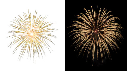 Naklejka premium A beautiful burst of colorful pyrotechnics creates a bright firework display against the black night sky during a festive New Year 