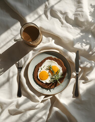 breakfast with coffee and croissant