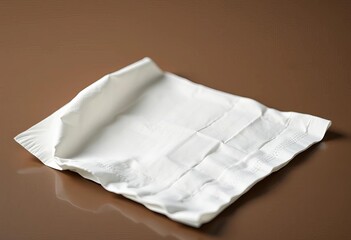 Obraz premium Clean, unfolded white paper napkin on a table, white, napkin