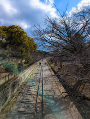 冬晴れの蹴上インクラインの風景