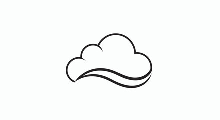 Simple Outline Cloud Computing Icon Symbol on Isolated White Background