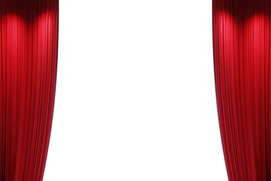 stage curtain open red , photo, png, isolated on transparent background