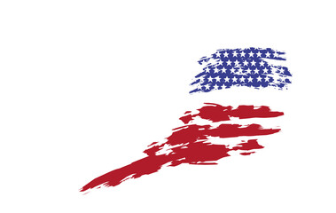 Abstract brush stroke illustration of the United States flag in red, white, and blue. Perfect for patriotic, independence, campaign, poster, and digital design projects.png © Ali