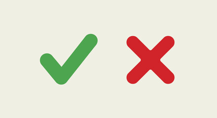 Green checkmark and red cross symbolizing approval and rejection.