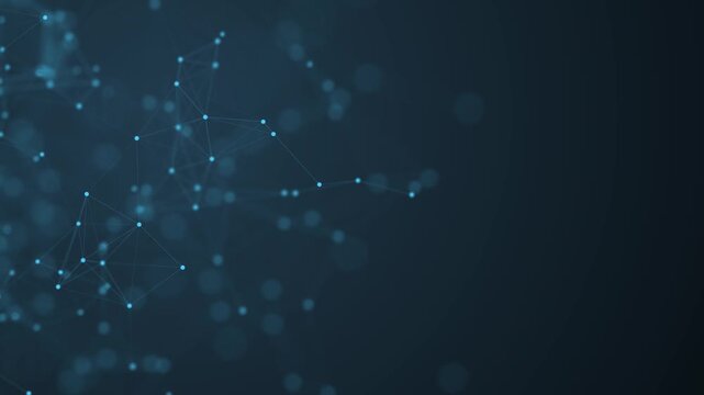 Futuristic network shape on edge and free space. Abstract internet technology concept. Computer generated seamless loop.