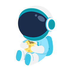 Astronaut Character Eating a Cookie Illustration