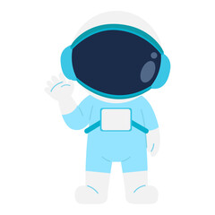 Cartoon Astronaut Character Waving Hello Illustration