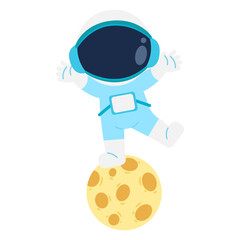 Astronaut Character Standing on the Moon Illustration