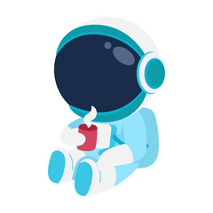 Astronaut Character Enjoying Coffee Illustration