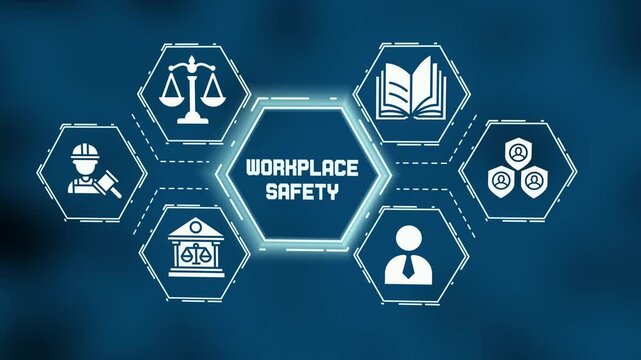 Workplace safety and occupational compliance concept with labor law, HR management and corporate protection framework.