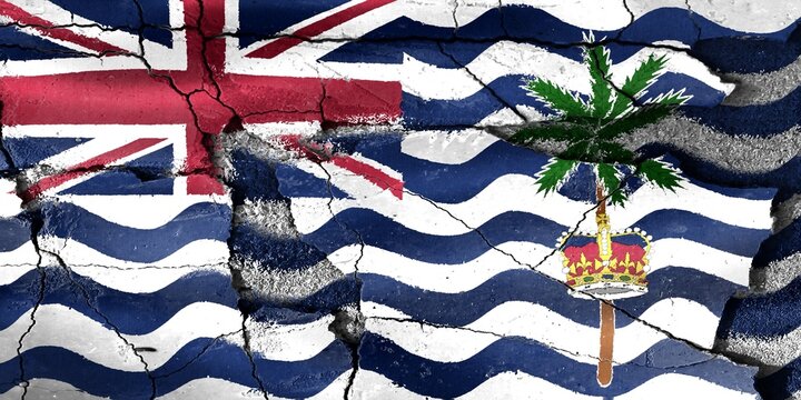 British Indian Ocean Territory flag cracking showing sovereignty dispute