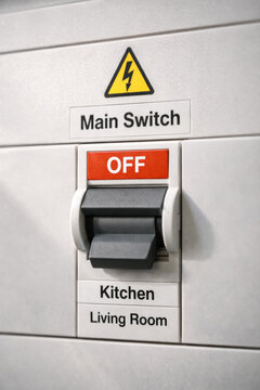 Main switch control panel showing off position for rooms