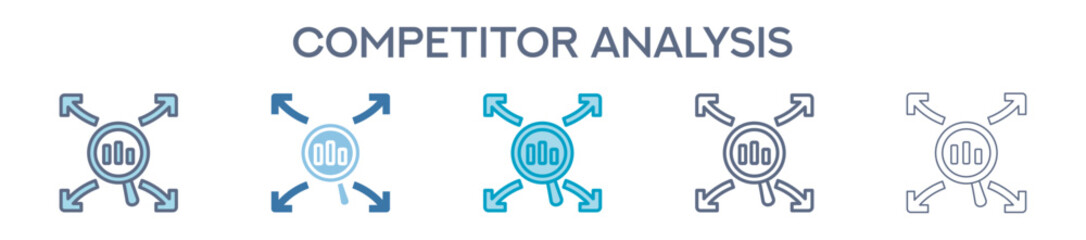 Obraz premium Competitor Analysis Line Icon Set For Business And Marketing Strategy 
