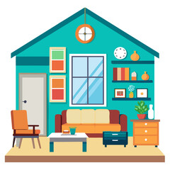 Cozy modern living room interior with furniture and decor