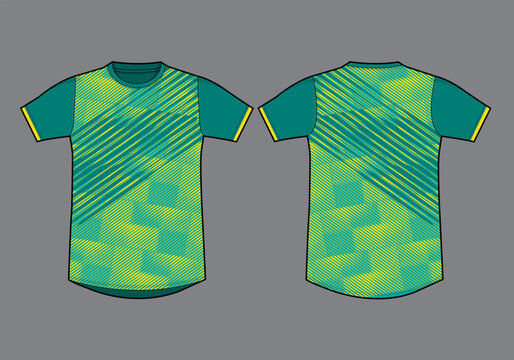 Green and Yellow Geometric Sports Jersey Template Front and Back