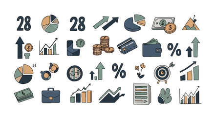 Fototapeta premium Collection of Business and Finance Icons and Graphics.