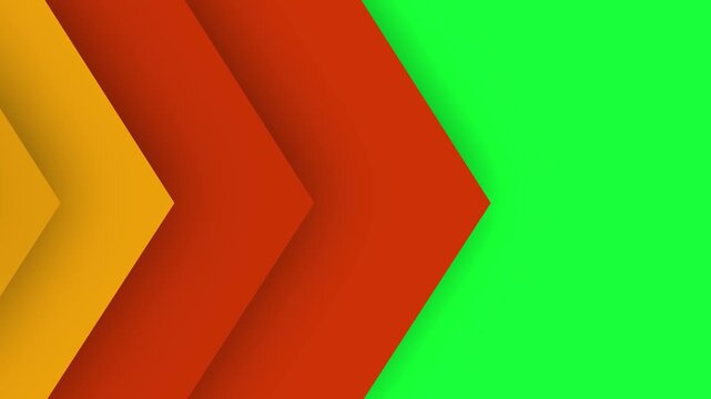 Black History Month red, yellow, green Flag color, Green screen loop chevron stripes wipe transitions from left to right animation with alpha channel.