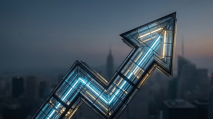 Naklejka premium 3D Business Arrow Rising Upward Showing Financial Growth and Success