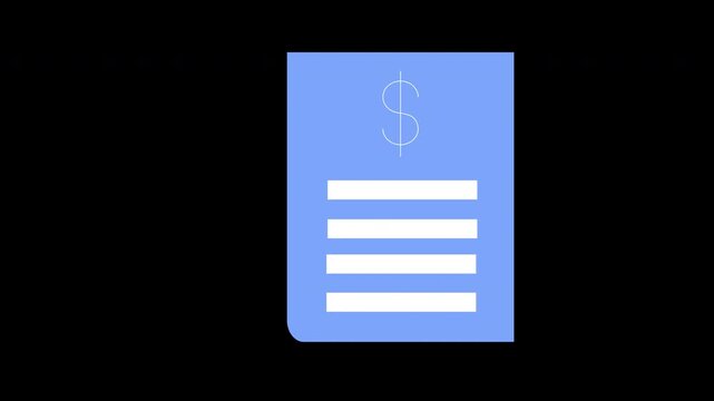 Digital Payment and Invoicing Concept Animation with Paper Bill Green Cash and Gold Coin