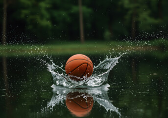 Basketball splashing into water