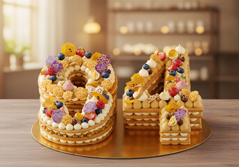 Birthday cake number 84 decorated