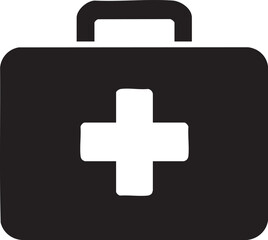 Obraz premium Black First Aid Box Vector Icon on Transparent Background – Medical Emergency Kit Illustration, Scalable Minimalist Healthcare Symbol for Web, Print, UI, UX, Infographics and Branding