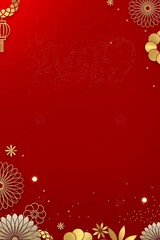 Luxury Chinese New Year Background with Traditional Red and Gold Ornaments