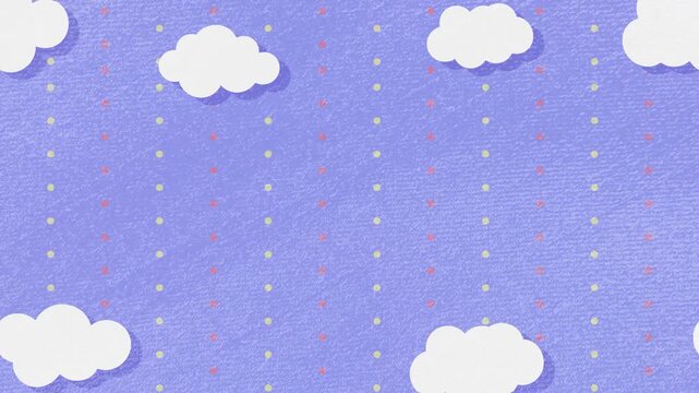 雲が動くかわいいドット柄と青い布テクスチャの背景動画素材 [4K/ループ]