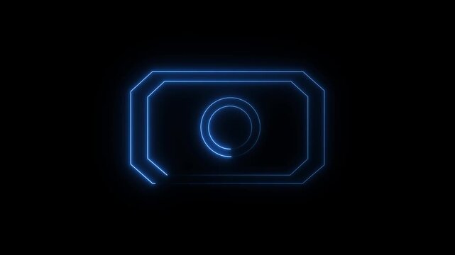 Neon abstract rectangle shape line animation. Animation of rectangle glowing neon frame Circle background. 4k animation,motion video..