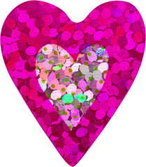 Pink Glitter Heart Shape Sticker Isolated on White Background