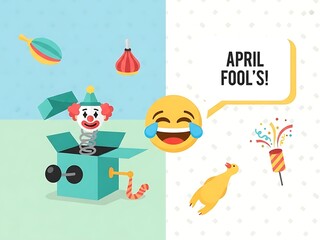 Fototapeta premium Cute Cartoon Bunny Celebrating April Fool’s Day