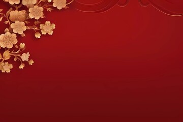 Luxury Chinese New Year Background with Traditional Red and Gold Ornaments