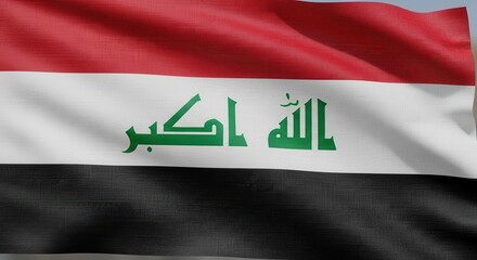 Naklejka premium Iraq Flag Waving with Arabic Inscription.