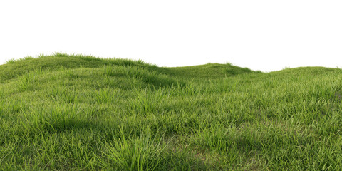 Verdant Hill Blooming with Yellow Flowers in Spring. 3D render.	
