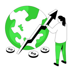 Editable design illustration of global money growth 