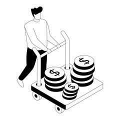 Editable design illustration of money cart 