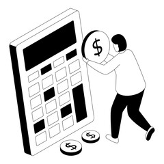 Cruncher with money, concept of financial calculation