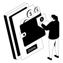 Premium download illustration of mobile wallet 