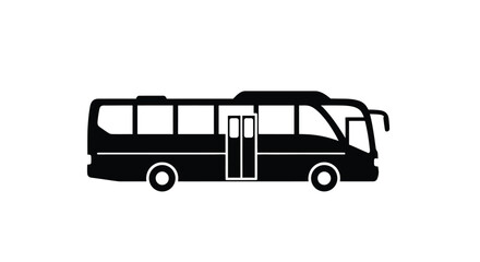 Simple black silhouette of a passenger bus on a white background silhouette