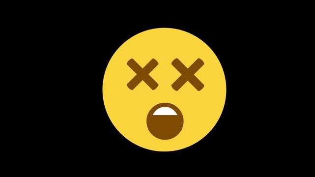 Dizzy Face Emoji Animation Loop with X Eyes and Open Mouth with Alpha Channel