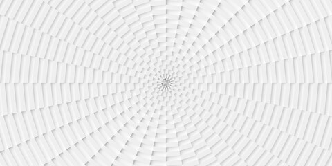 Modern minimal white small steps spiral or sunburst polygon geometry background flat lay top view from above