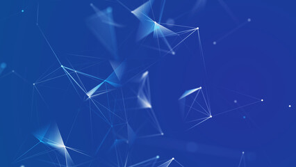 Abstract digital communication points. Technological background. Network connection structure. Color plexus effect. 3D